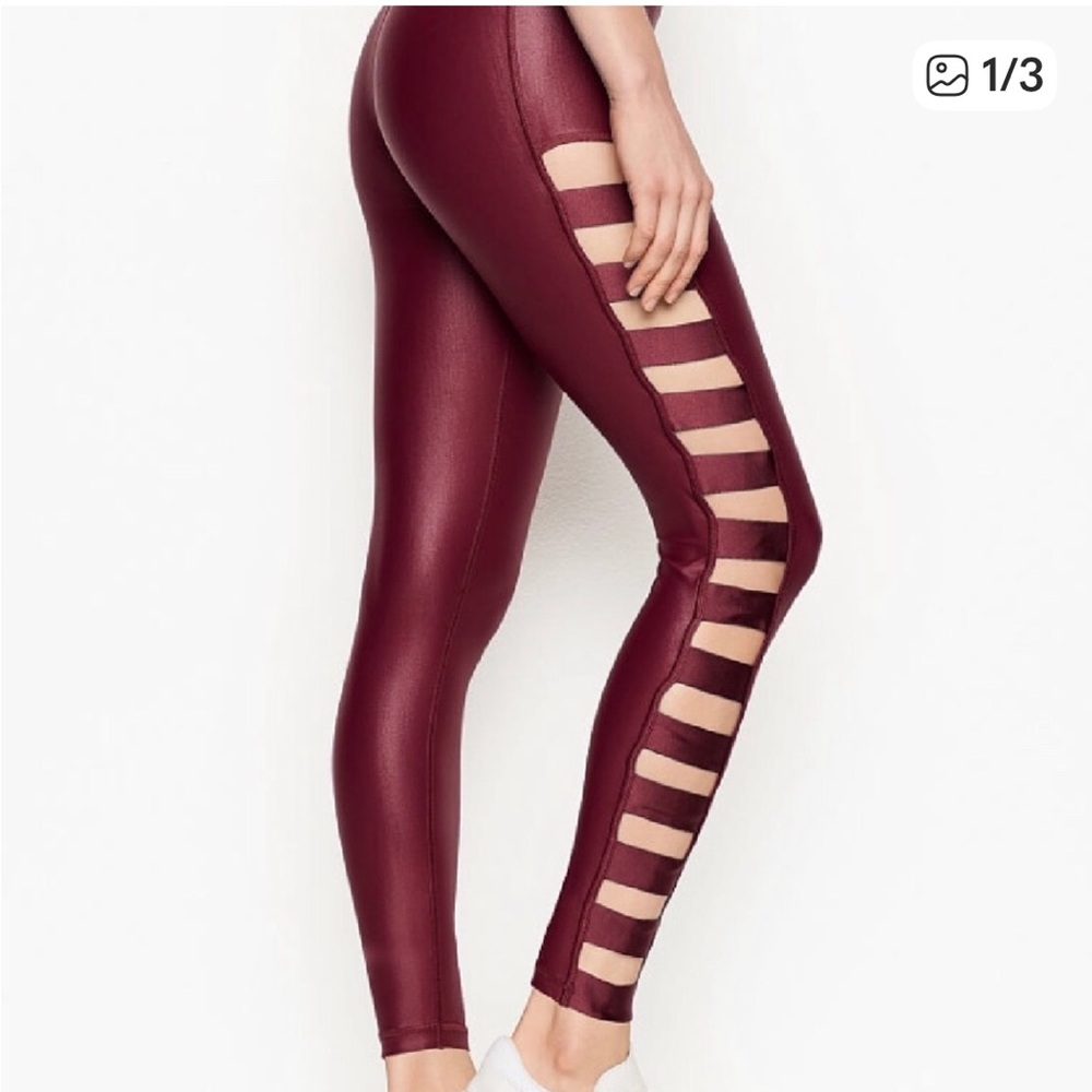 Victoria’s Secret Sport Burgundy/Merlot colored High-Waisted Cutout Leggings S